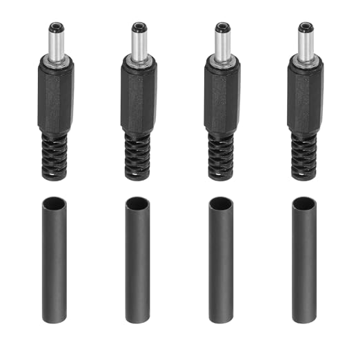 PATIKIL 3.5x1.35mm DC Stecker Stromanschluss Enden 4 Pack Basteln DC Rohrverbinder Ersatz mit Schrumpfrohr