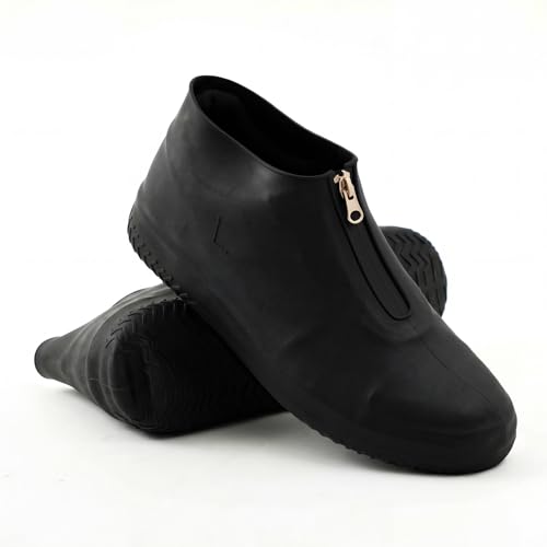 Arrowbash Silicone Waterproof Shoe Covers Reusable Rubber Rain Overshoes with Zipper Non Slip Galoshes Shoe Protectors for Men and Women Washable Protection L Size for Women 7.5-10.5 Men 6.5-9
