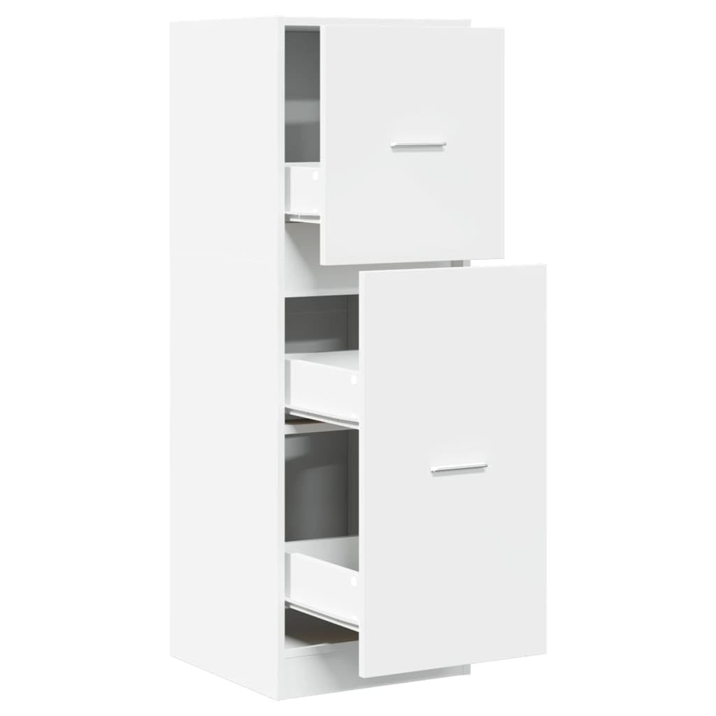 Apothekerschrank Weiß 40x41x118 cm, Holzwerkstoff Küchenschrank, Auszugschrank mit 3 Schubladen, Vielseitiger Stauraum für Zuhause & Büro