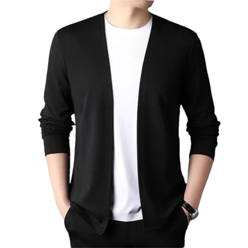 Men's Autumn Fashion Solid Color Standing Neck Cardigan Comfortable Casual Knitted Long Sleeve Sweater Tops