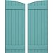 Ekena Millwork ARW101BE621X46PTH Americraft Six 2 Exterior Real Wood Joined Board-n-Batten Shutters w/Elliptical Top (Per Pair), 21"W x 46"H, Pure Turquoise