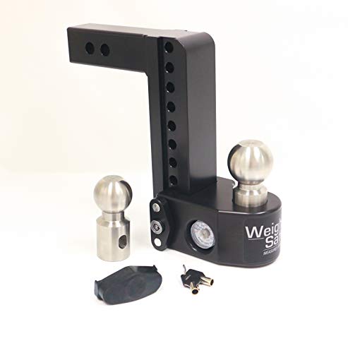 Weigh Safe WS82CERBLA, 8 Drop Hitch, 2 Receiver - Adjustable Aluminum Trailer Hitch Ball Mount w/Built-in Scale, 2 Stainless Steel Balls (2&2-5/16) Black CERAKOTE -Lifetime Gauge Warranty