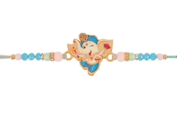 Ganesha Rakhi with Multicolour Crystal Beads for Kids-image-11