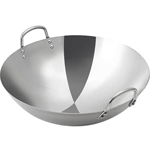 Wok de acero inoxidable 32-38cm sin recubrimiento antiadherente miniatura 1