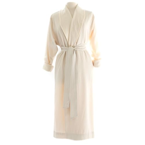 Image of Double Layer Seersucker Robe - Unisex - Stone - Medium | Double-Layer Seersucker, Unisex Fit, For Sauna, Gym & Home