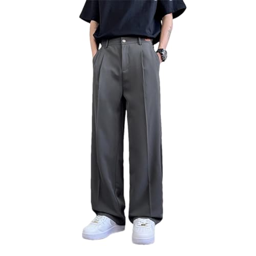 Men Wide-Leg Pant Neutral Solid Business Breathable Comfortable Straight Suit Pants