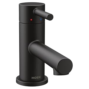 Moen Align Matte Black One-Handle Single Hole Low Profile Modern Bathroom Faucet with Drain Assembly, 6191BL