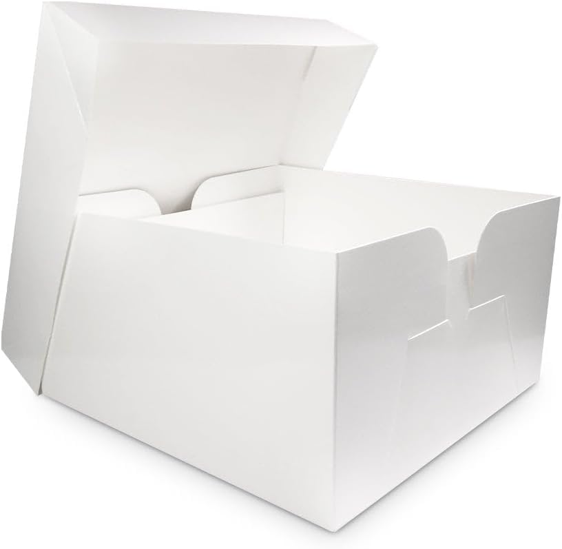 Simply Making 7" Square White Cake Box, 6" Deep - 25 x 7 Inch Cake Box - Sturdy Protective Box for Safely Carrying and Transporting Cakes - 7x7x6