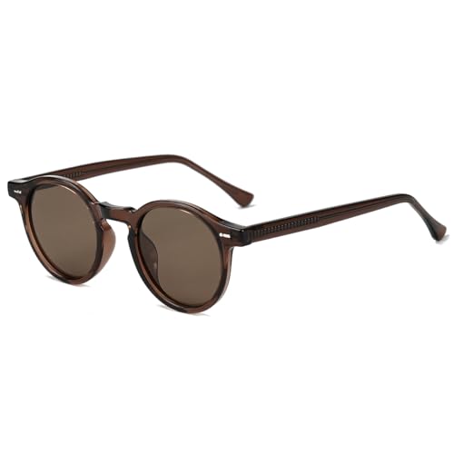 Round Frame Sunglasses Retro Uv400 Polarized Sun Glasses Tr90 Acetate Temple Unisex Korean Style