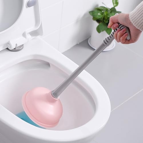Image of Generic Toilet Plunger, Rubber Plastic Strong Suction Plunger Plungers for Bathroom Bathroom Accessories Toilet Drain Plunger for Kitchens, Baths, Showers, Powerful Commercia,, Pink