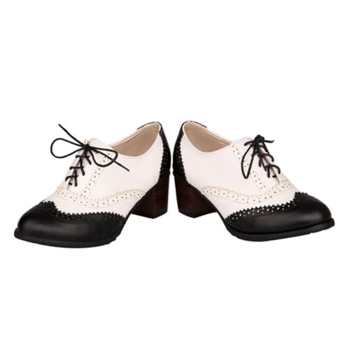 Chaussures Oxford Femmes Confortables pour le Bureau et Sorties en Ville Style Rétro Noir