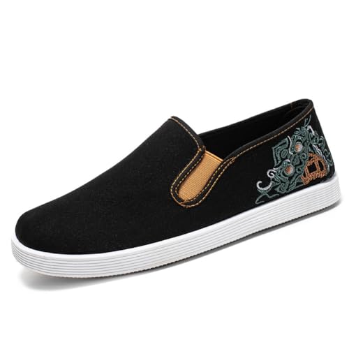 Kung Fu Slippers Tai Chi Shoes Embroidered Shoes Old Beijing Shoes Unisex Rubber Sole Martial Art Sports Shoes Chinese Traditional Slippers Men and Women