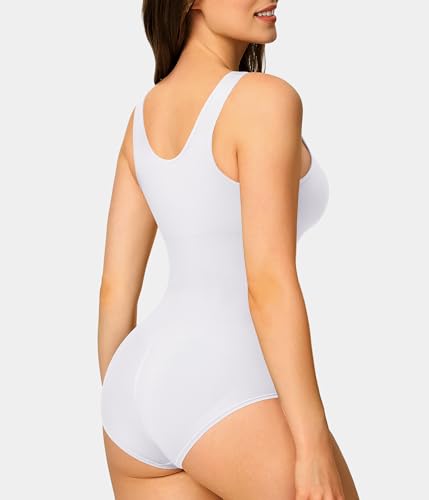 Nebility 2 Piece Shapewear Bodysuit for Women Tummy Control Slim Fit Sleeveless Round Neck Body Suit2