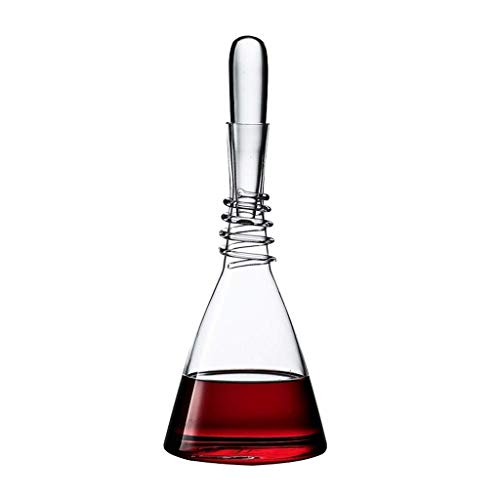 XJQ Decantador de Cristal Vino Tinto Decantador rápido Soplado a Mano Estilo Italiano Vidrio Transparente Plomo, Jarras Regalos para Bodas, Aniversarios, Navidad, 1100 ml