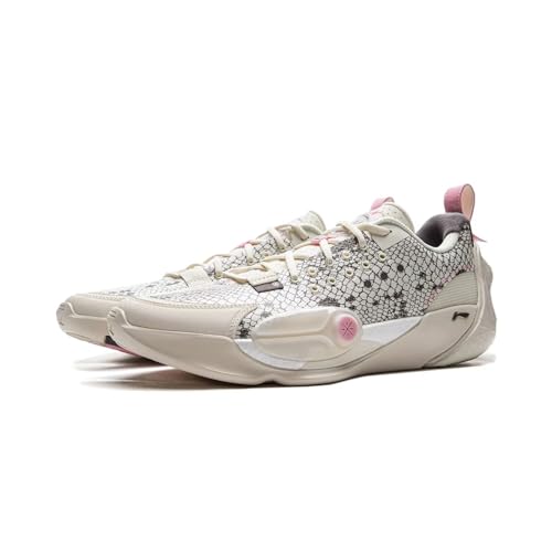 LI-NING Wade All City 13 Men Basketball Shoes Men's Lightweight High Rebound Basketball Professional Match Shoes Egg Shell/Pink US 10.52