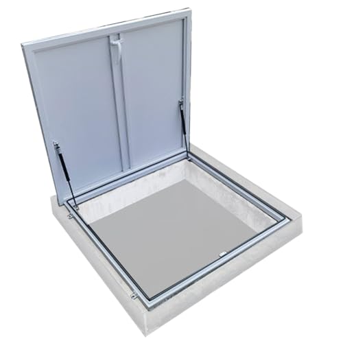 Claraboya Techo de Aluminio, Tragaluz de Techo con Manija de Bloqueo, Puerta Antirrobo de Acero, Claraboya Cubierta con Tapa de Acceso de Emergencia, Tapa de Pozo(White,60x60cm/24x24in)