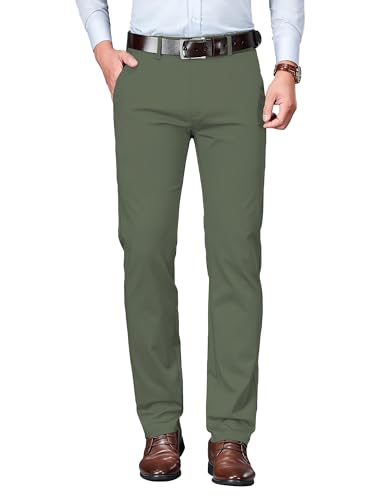 Image of AVANOVA Men's Light Grey Solid Trousers Light Business Style Slightly Stretch Straight Leg Pants for Outdoor Casual Daily (Trouser 127)