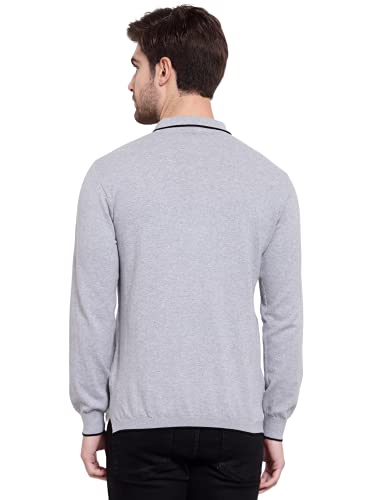 Image of Kalt Mens Basic Solid Full Sleeves Polo Cotton Blend Knitted Regular Fit Polo-Neck T-Shirts with Collar Stylish