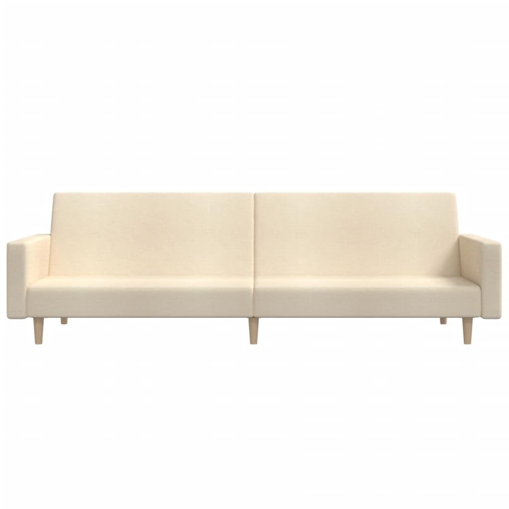 Sofá cama de 2 plazas de tela crema con espacio de almacenamiento y respaldo, 220 x 84,5 x 69 cm, cojín cómodo, adecuado para salón, habitación de invitados, apartamentos pequeños, salón