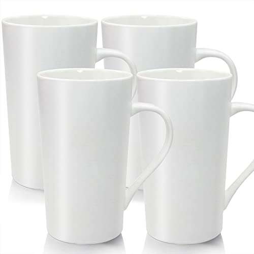 590 ml Keramik-Kaffeetassen große Latte-Tassen moderne weiße Trinkbecher mit Griffen, 4er-Set, perfekt für Tee, Kaffee, Kakao Cover
