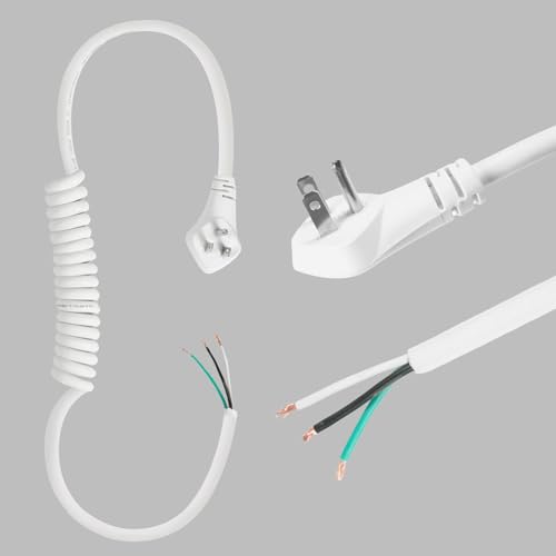 Iron Forge Cable 15 Amp White Replacement Coiled Extension Cord 8 ft - SJEOW Oil Resistant & Flat...