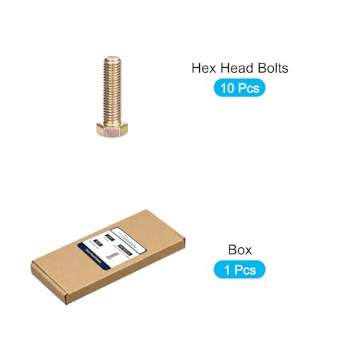 Image of METALLIXITY Hex Bolts (3 /4-10x2-1 /2) 10Pcs, Carbon Steel Zinc Plated Fully Threaded, Coarse Thread UNC Hex Head Screw Bolt - for Furniture Repair, Yellow