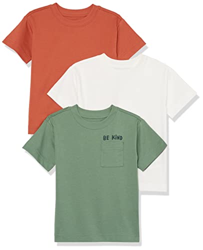 Image of Amazon Essentials Unisex Kids and Toddlers' Modern Short-Sleeve Cotton T-Shirt, Pack of 3
