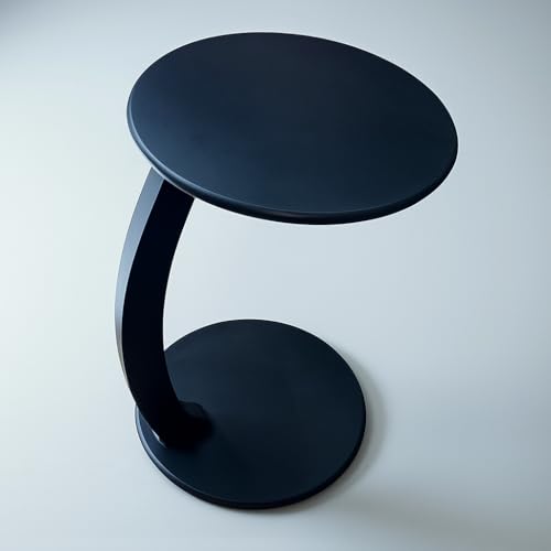 Image of POSHIO C-Shaped Side Table for Sofa & Bed - Matte Finish, Slide-Under Design, Easy 3-Piece Assembly, Ideal for Laptop, Coffee & Home Decor | Neatly Finished (38x58cms) (1, Black (Matte))