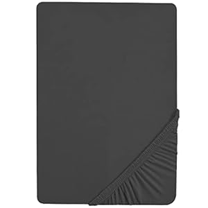 BuanArt Spannbetttücher, Jersey, viele Farben und Größen, Bettlaken aus 100 % Baumwolle, strapazierfähig, leicht, weich und knitterfrei, Spannbetttücher (Anthrazit, 100×200)