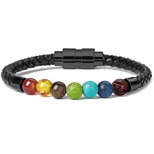 Cremation Jewelry Lava Stone Urn Bracelet for Ashes for Women Men Chakra Healing Balancing Memorial Leather Urn Bracelets with Magnetic Clasp, Colorful Cremation Jewelry Lava Stone Urn Bracelet for Ashes for Women Men Chakra Healing Balancing Memorial Leather Urn Bracelets with Magnetic Clasp, Colorful