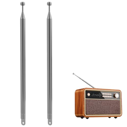 2 Antenas de Radio portátiles FM/VHF, Antena telescópica de Repuesto de 74 cm con 7 segmentos, Compatible con TV ATSC DVB T DVB T2, Radio de Interior, Receptor estéreo Bluetooth, Receptor de Audio