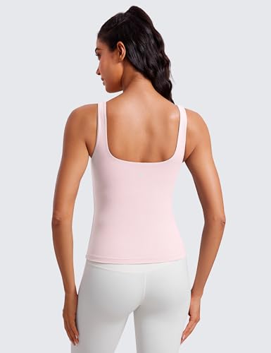 Image of CRZ YOGA Butterluxe Scoop Neck Tank Tops | Light Support, Built in Bra, Removable Pads, Yoga, Extremely Soft, U Back, Wide Straps, for Women
