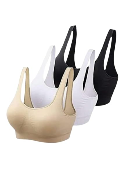 Women Clothing & Innerwear Collection (Multiple Variants) Pack of 3 Women Sports Non Padded Bra (Multicolor)-image-11