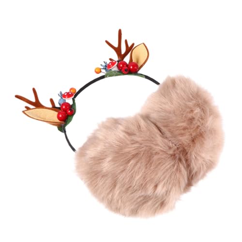 PartyKindom Christmas Cat Ears Antlers Headband Winter Earmuffs Ear Muffs for Girls Elk Headdress Warm