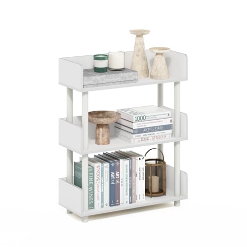 Image of Furinno Turn-N-Tube 3-Tier Display Shelf, Storage Shelves, Book Shelf, Open Shelves with Rounded Corner Top Edges, for Organization and Storage, Living Room, Home Office, White