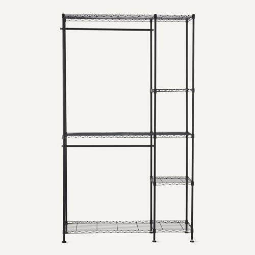 Miniatura 4 de Amazon Basics Metalen Opbergorganizer, Hangrek, Kledingkast Met Planken, Negro, 114 X 36 X 193 Cm