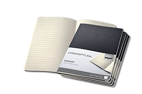 Cahiers de notes A4 lignés Conceptum Sigel Co861 couverture souple lot de 5 carnets noirs