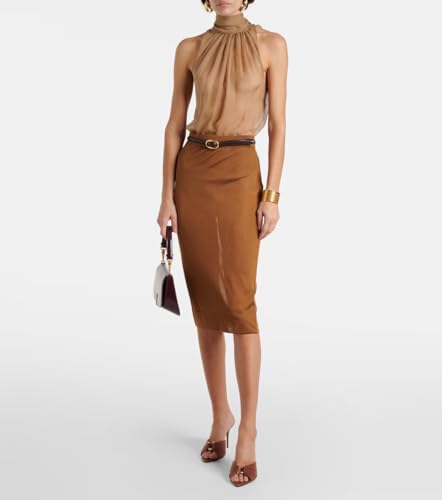 Brown Mules High Heel Sandals for Women Sexy Pointed Toe Slip-On Stilettos Metal Buckle Ruched Design Sandal Shoes for Versatile Summer Outfits2