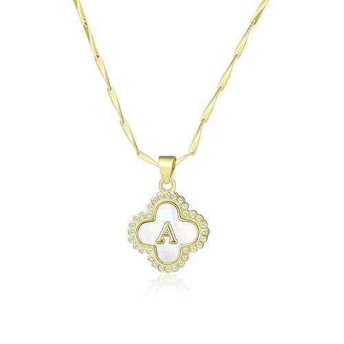 LETFLY Four Leaf Clover Initial Necklace…
