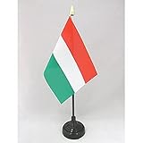 AZ FLAG - Tischflagge Ungarn - 15x10 cm Goldene Splitze - Ungarische Tischfahne 10 x 15 Cm - Flaggen