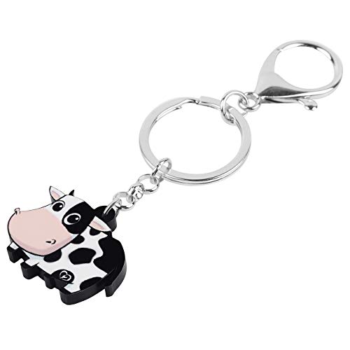 WEVENI Acrylic Cute Dairy Cow Keychain Cattle Keyring Farm Jewelry Charms For Women Girls3