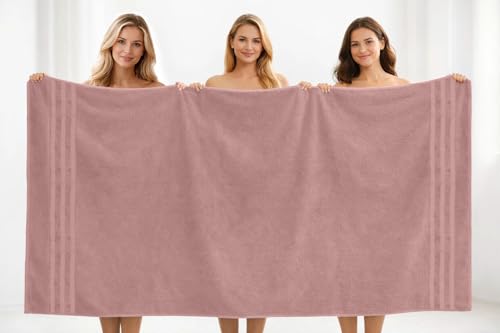 Image of DAN River 2 Pack Bath Sheets Extra Large 35x70, Large Bath Towels for Adults, XL Oversized Heavy Duty Towel Set, 600 GSM 100% Ring Spun Cotton, Soft Quick Dry, Dusty Rose