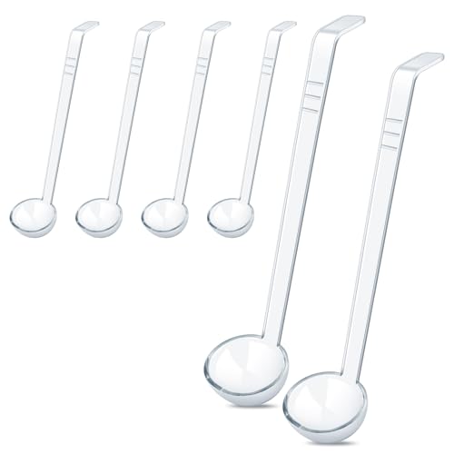 6 Pcs 1 Oz Small Ladle 10.4 Inches Mini Ladles for Serving Sauce, Soup, Dressing, Punch Bowl, Gravy, Cocktail, Fruit Juices – Clear Plastic Long Handle Ladles for Parties, Catering