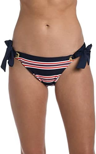 La Blanca Womens Side Tie Hipster Swimsuit Bikini Bottoms, Indigo Sailor Stripe, 6 US