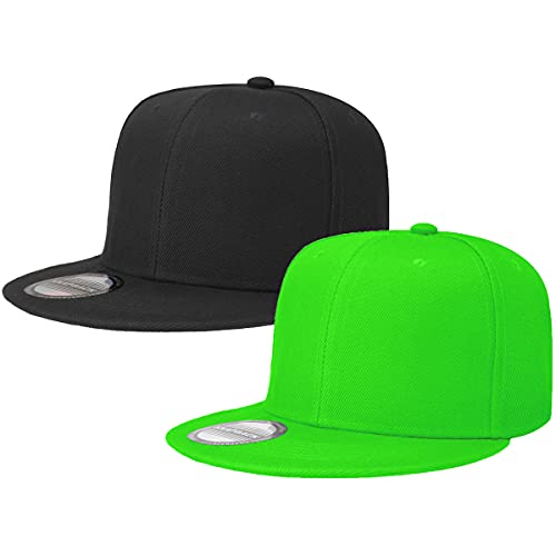 Image of Classic Snapback Hat Cap Hip Hop Style Flat Bill Blank Solid Color Adjustable Size
