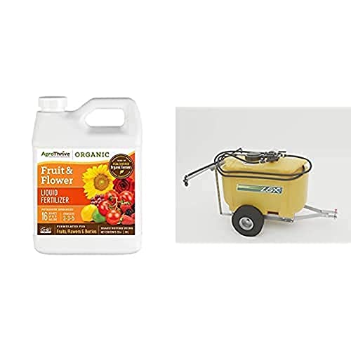 Fertilizer Sprayer Bundle - Agrothrive All Purpose Organic Liquid Fertilizer (32 Oz) - Cropcare 25 Gallon Trailer Sprayer For Lawns, Vegetables, Greenhouses, Herbs - Everything Else That Grows #TOP25
