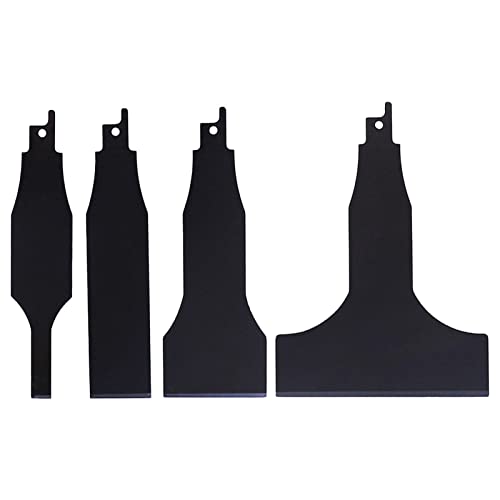 AOOCEEPAW 4PCS Reciprocating Saw Scraper Blade, High Carbon Steel Tile Cleaning Tools for Removing Tile Grout Glue Gaps Adhesives, Wall Cleaning, Metal derusting (Black)