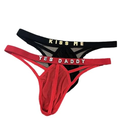 Custom Letter Name Men'S Thong Briefs Breathable Mesh Sexy Low Rise T-Back Bikini Underwear G-String With Diy