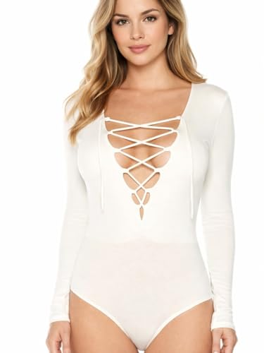 Yo!zor - Body de Manga Larga con Cuello en V para Mujer