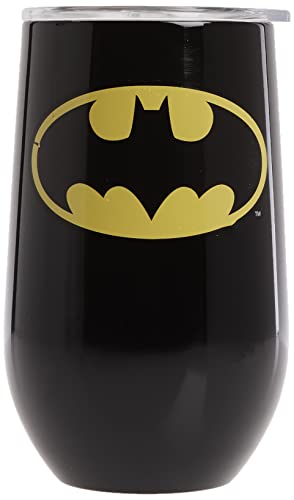 Image of Spoontiques 16951 Batman Logo Stainless Tumbler, One Size, Black